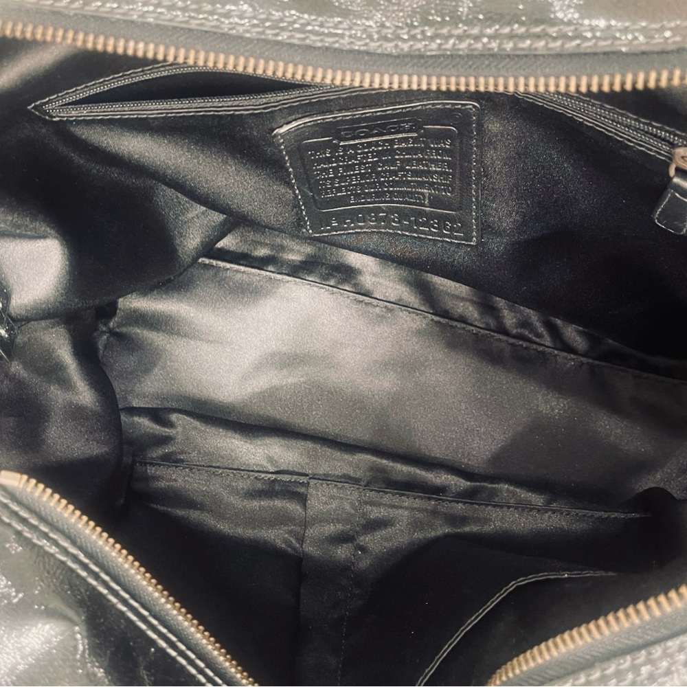 COACH Bleecker NO FLAWS Crinkled Patent Calfskin Leather Bag in Black | LIKE NEW - Picture 10 of 15